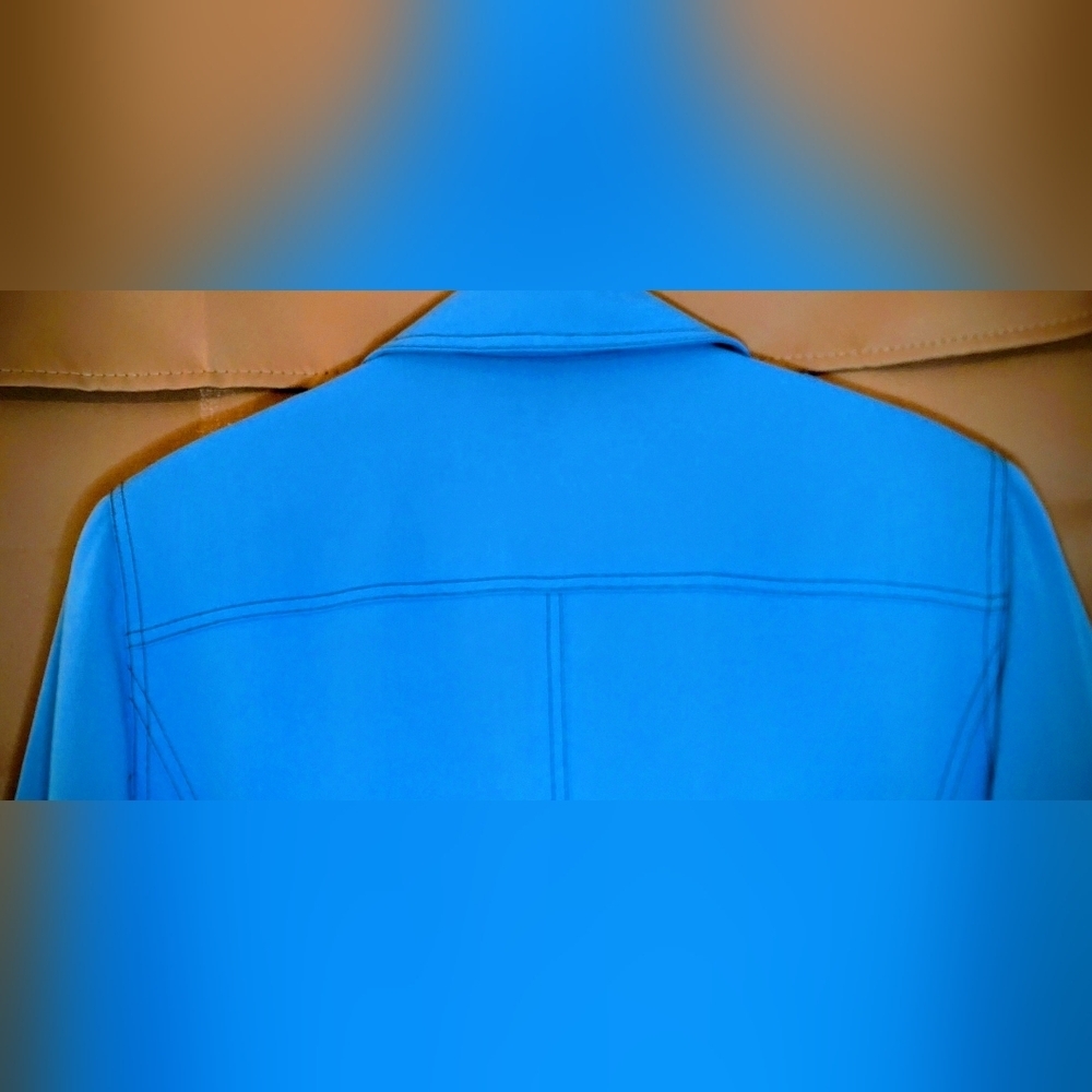 Alfred Dunner Blue Trench Coat Thick/Lined With Black Stitching And Pockets... - Picture 4 of 12